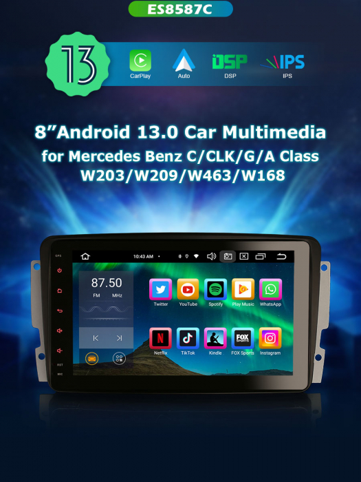 Navigatie aUTO, Pachet dedicat  Mercedes Benz G-Class W463 C-Class W203 S203 Viano Vito, Android 13 [11]