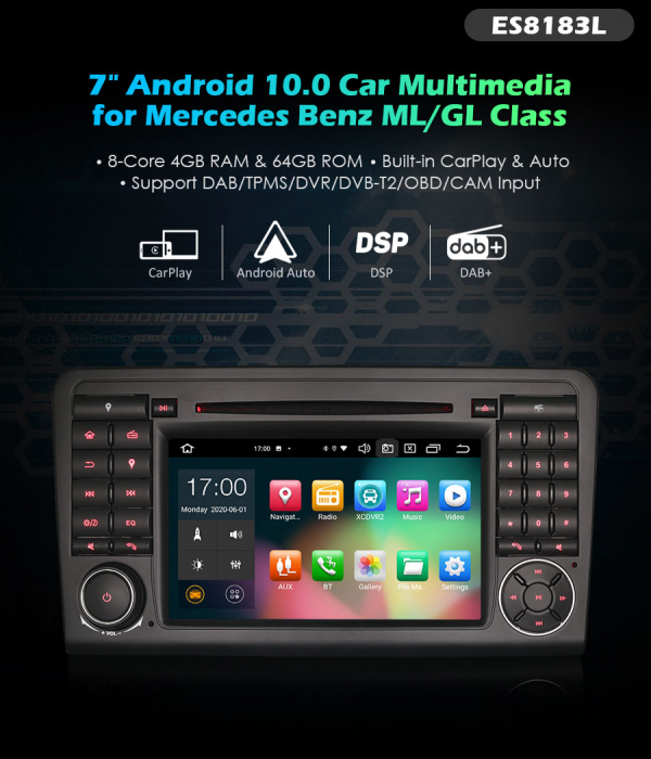 Navigatie auto, Pachet dedicat Mercedes Benz ML-Class W164 GL-Class X164, Android 10, 7 inch, Octa Core [10]