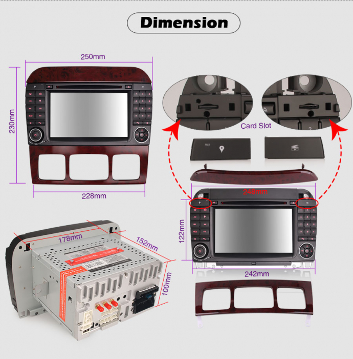 Navigatie auto, Pachet dedicat Mercedes-Benz S-Class W220 CL-Class W215, Android 10, 7 inch [16]