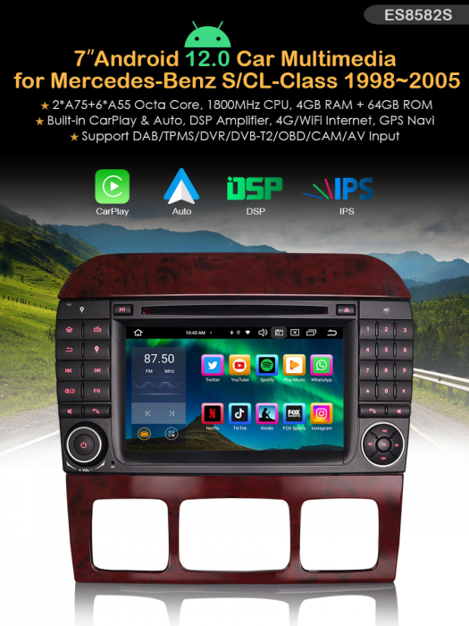 Navigatie auto, Pachet dedicat Mercedes Benz S-Class W220 CL-Class W215, Android 13 [9]