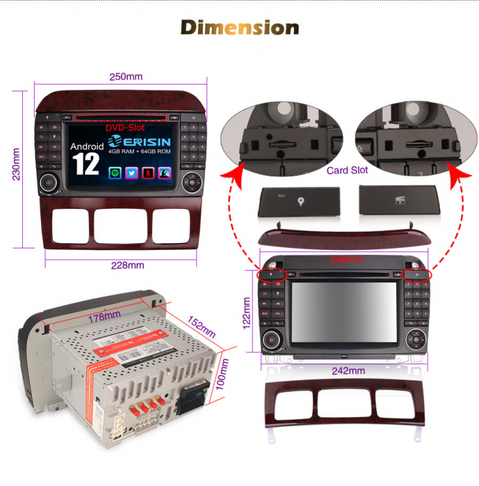 Navigatie auto, Pachet dedicat Mercedes Benz S-Class W220 CL-Class W215, Android 13 [20]