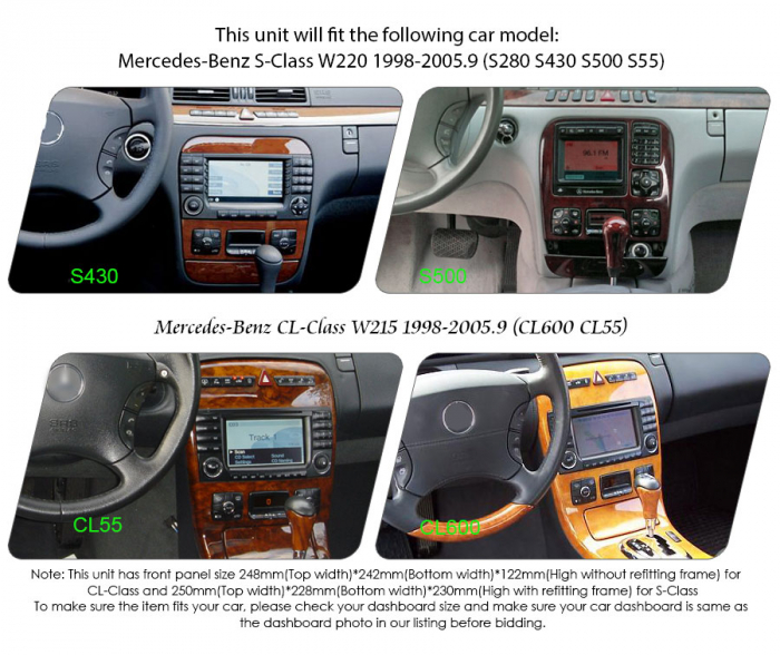 Navigatie auto, Pachet dedicat Mercedes Benz S-Class W220 CL-Class W215, Android 13 [12]