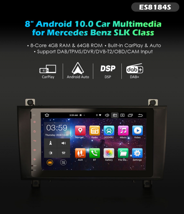 Navigatie auto, Pachet dedicat Mercedes-Benz SLK Class R171 W17, Android 11, 8 inch, Octa Core [10]
