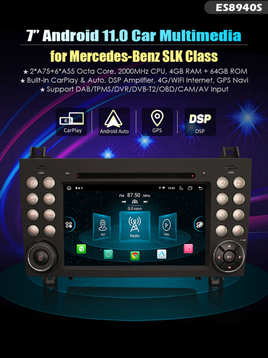 Navigatie auto, Pachet dedicat Mercedes-Benz SLK Class R171 W171 SLK200 SLK28, Android 13, Octa Core, 7 Inch [10]
