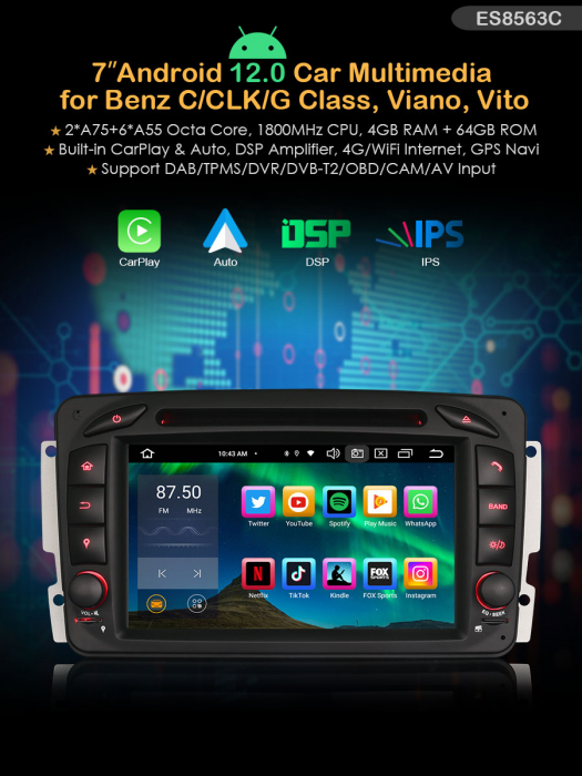 Navigatie auto, Pachet dedicat Mercedes Benz Viano Vito G-Class W463 C-Class W203 CLK W209, Android 13 [9]
