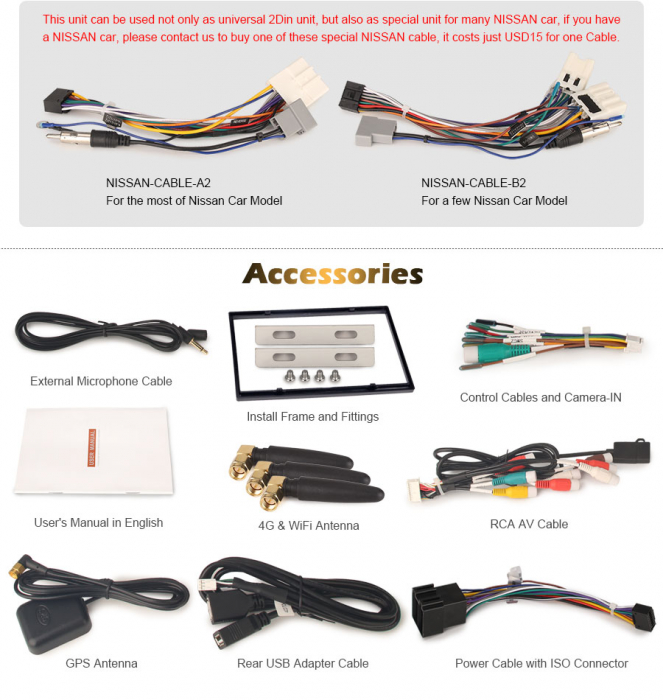 Navigatie auto 2din universal , Pachet dedicat Nissan, 6.2 inch, Android 12 [19]