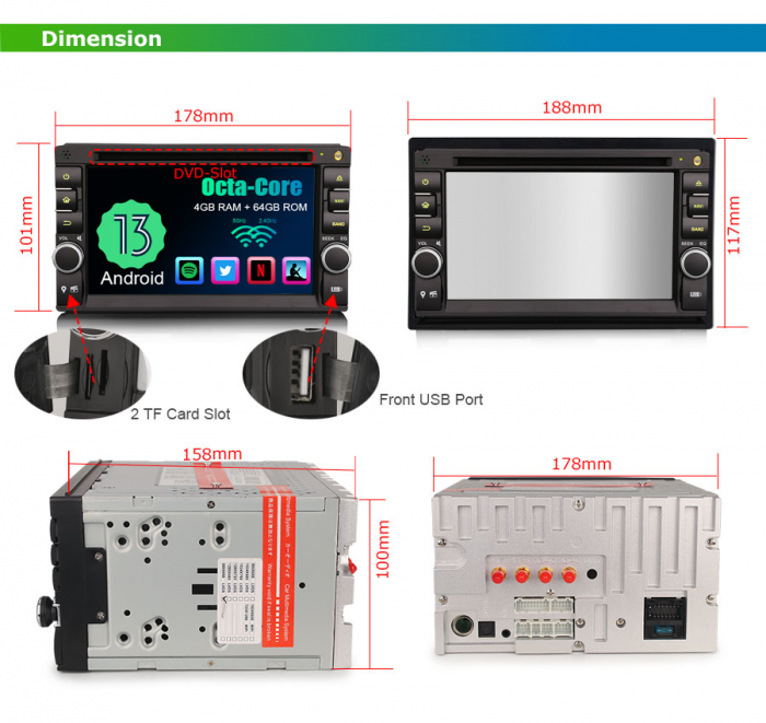 Navigatie auto 2din universal , Pachet dedicat Nissan, 6.2 inch, Android 12 [17]