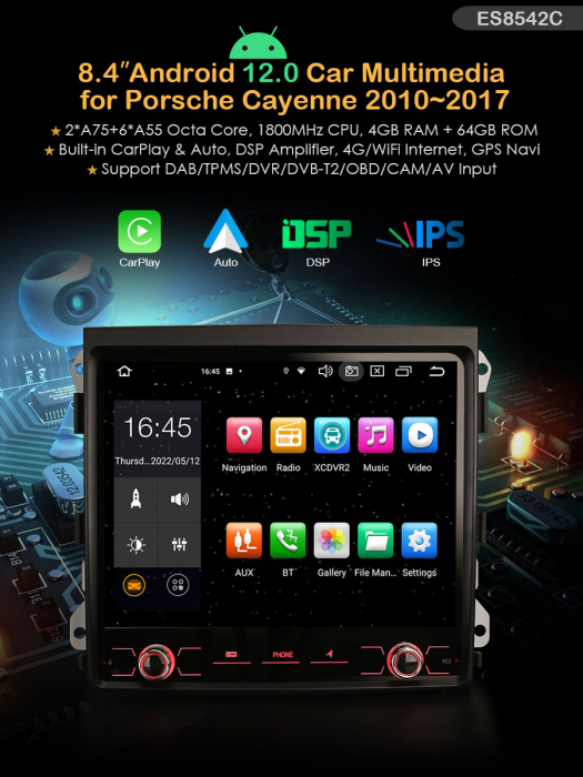 Navigatie auto, Pachet dedicat PORSCHE CAYENNE 2010-2017, 8.4 Inch, Android 13 [10]