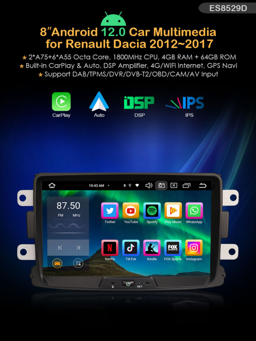 Navigatie auto, Pachet dedicat Renault Dacia Duster Logan Sandero Dokker,  Android 13 [9]
