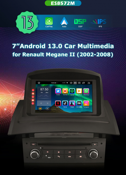 Navigatie auto, Pachet dedicat Renault Megane II (2002-2008), 7 Inch,Android 12 [9]