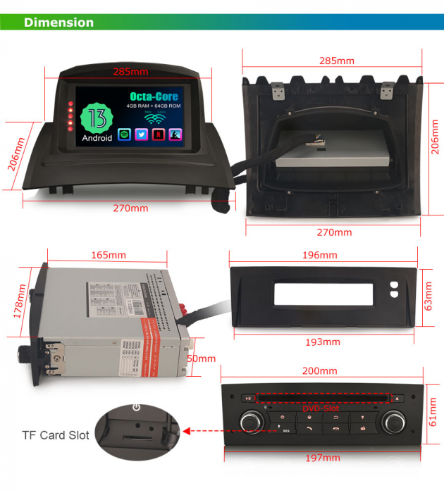 Navigatie auto, Pachet dedicat Renault Megane II (2002-2008), 7 Inch,Android 12 [20]
