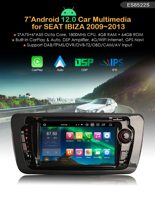 Navigatie auto, Pachet dedicat SEAT IBIZA, Android 13 [9]