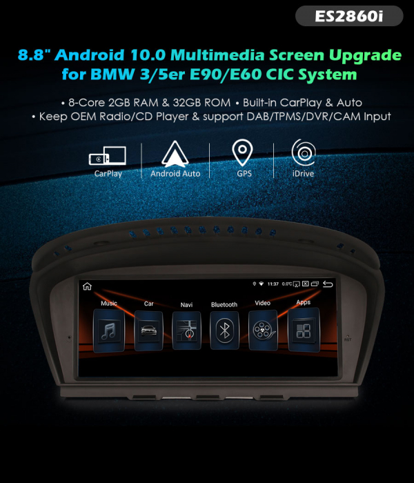 Navigatie auto, Pachet dedicat,  Sistem BMW CIC  E90 E91 E92 E93 E60 E61 E63 E64, 8.8 Inch, Android 10, Octa Core [8]