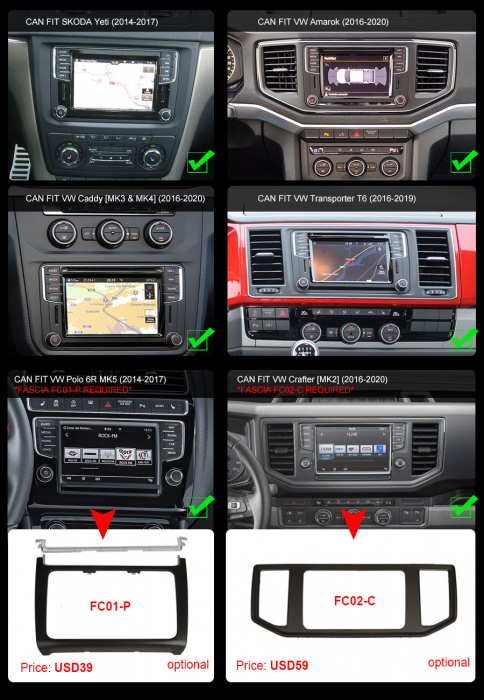 Navigatie auto, Pachet dedicat SKODA Yeti VW Amarok Crafter Caddy Transporter T6, Android 13 [12]