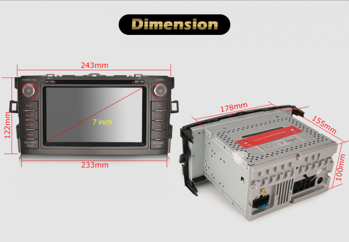 Navigatie auto, Pachet dedicat TOYOTA Corolla Altis AurisI,7 inch, Android 11, Octa Core [24]