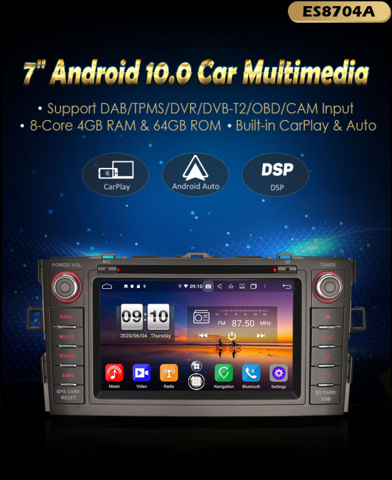 Navigatie auto, Pachet dedicat TOYOTA Corolla Altis AurisI,7 inch, Android 11, Octa Core [9]