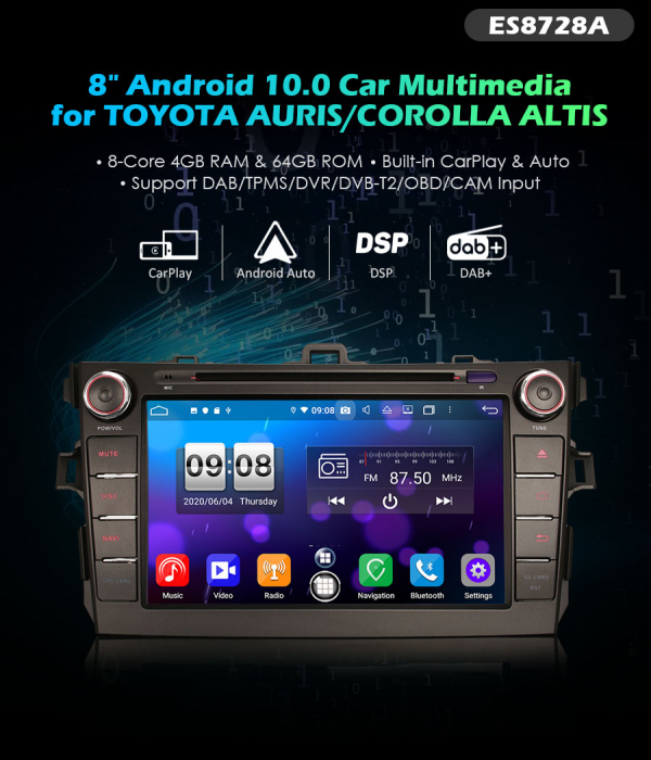 Navigatie auto, Pachet dedicat Toyota COROLLA E140 E150 ,8 inch, Android 11, Octa Core [10]