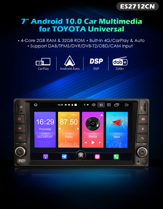 Navigatie auto, Pachet dedicat Toyota Corolla Prado RAV4, 7 inch, Android 11 [9]