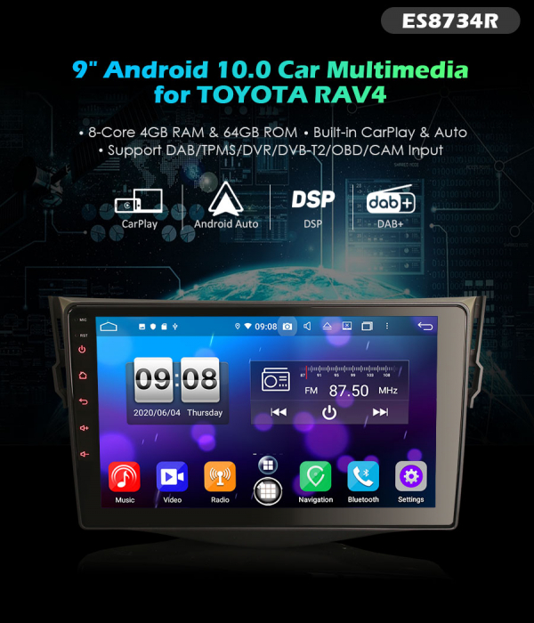 Navigatie auto, Pachet dedicat TOYOTA RAV4 2006-2012, 9 inch,Octa Core, Android 10 [10]