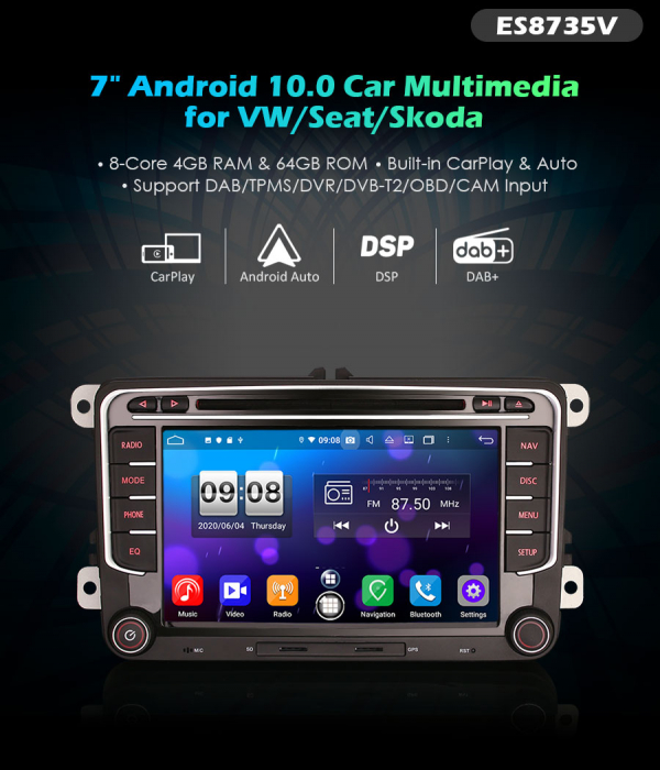 Navigatie auto, Pachet dedicat VW, 7 inch,Octa Core, Android 12 [10]