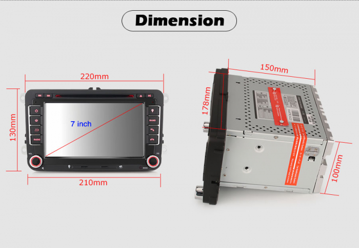 Navigatie auto, Pachet dedicat VW Amarok EOS Passat CC Golf 5/6 Jetta SEAT Touran SKODA ,7 inch, Android 10 [19]