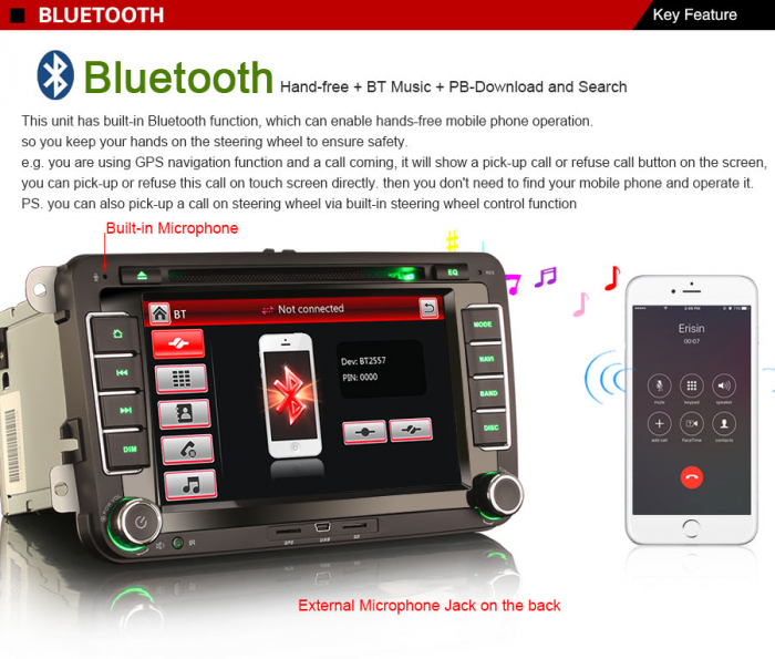 Navigatie auto, Pachet dedicat VW EOS Golf 5/6 Polo Passat Tiguan T5 Multivan Seat [12]