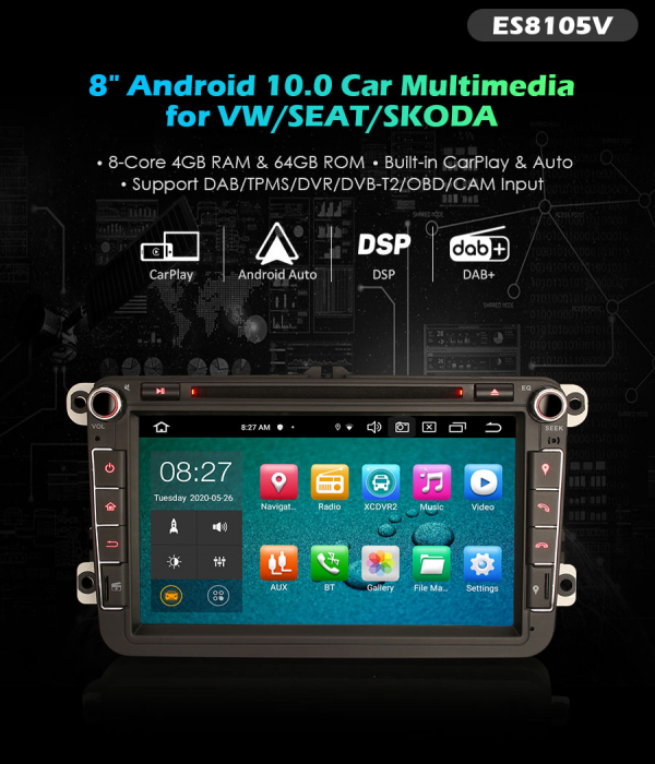 Navigatie auto, Pachet dedicat VW Golf Passat Polo Bora Seat Peugeot 307, android 12 [10]