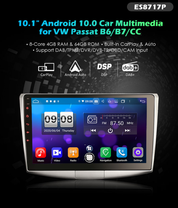 Navigatie auto, Pachet dedicat VW Passat B6 B7 CC ,10.1 inch, Android 12 [9]