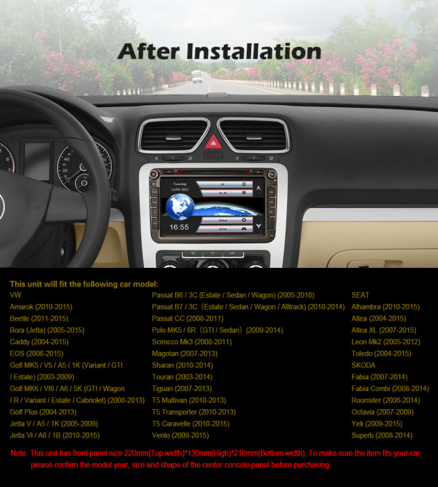 Navigatie auto, Pachet dedicat VW Golf 5/6 Bora Passat Polo Tiguan Caddy Jetta Skoda Seat Leon, 8 Inch [12]