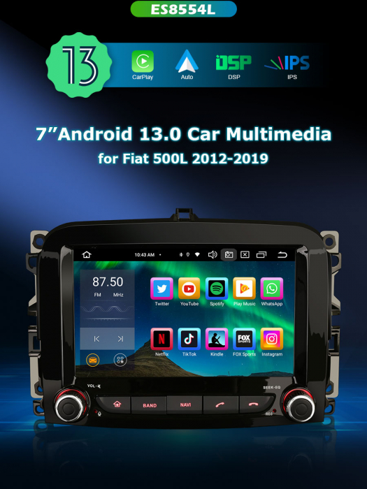 Navigatie auto, Pachet dedicatFiat 500L, Android 13, 7 inch [9]