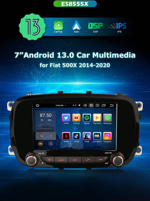 Navigatie auto, Pachet dedicatFiat 500X, Android 13, 7 inch [9]