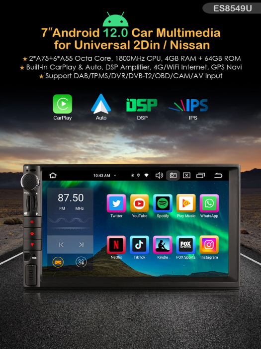 Navigatie auto universala 2DIN,(Nissan) 7 inch, Android 13 [9]