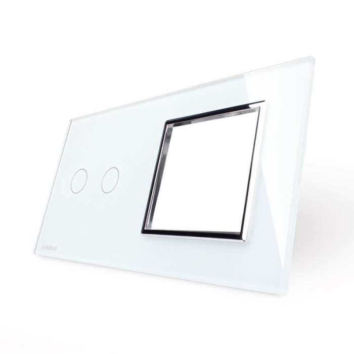 Panou intrerupator dublu cu touch + priza simpla Livolo din sticla [4]