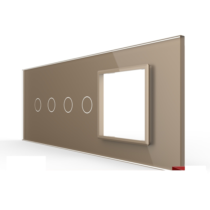 Panou Intrerupator Dublu + Dublu cu Priza LIVOLO din Sticla, Standard Italian – 6/7M [4]