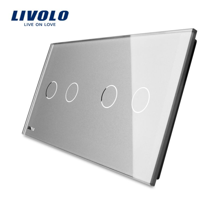 Panou intrerupator dublu + dublu cu touch Livolo din sticla [4]
