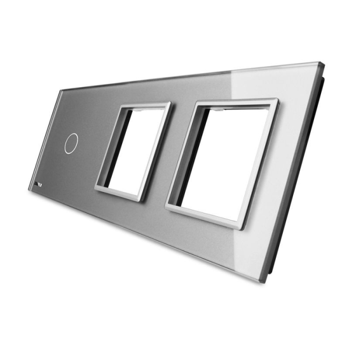 Panou intrerupator simplu cu touch si 2 prize Livolo din sticla [2]