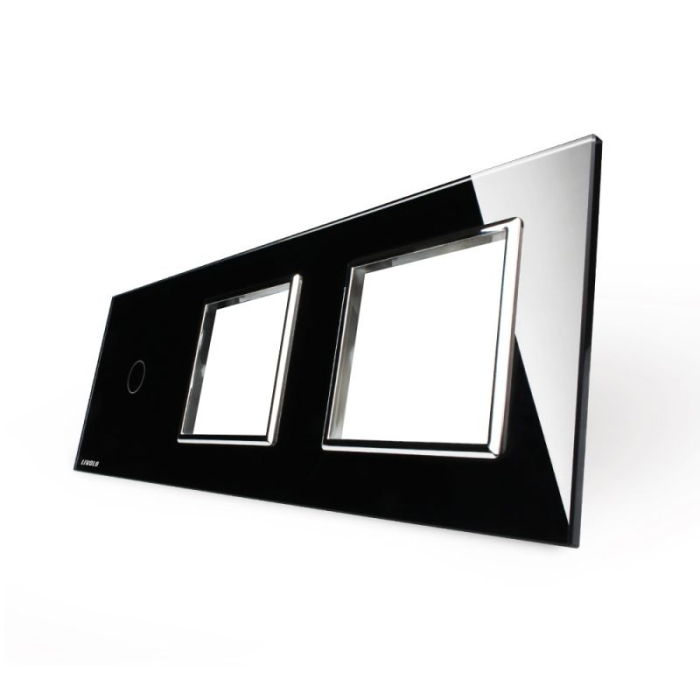 Panou intrerupator simplu cu touch si 2 prize Livolo din sticla [4]