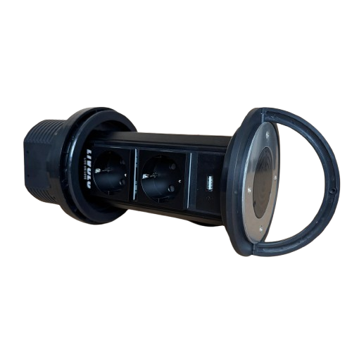 Priza incastrabila Pop Up, Black, echipata cu USB + 2 prize 2M [4]