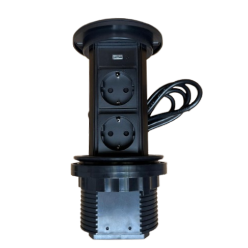 Priza incastrabila Pop Up, Black, echipata cu USB + 2 prize 2M [3]