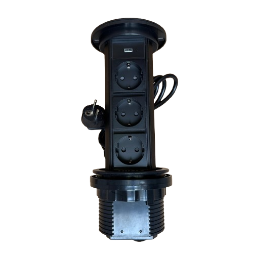 Priza incastrabila Pop Up, Neagra, echipata cu USB + 3 prize 2M [3]