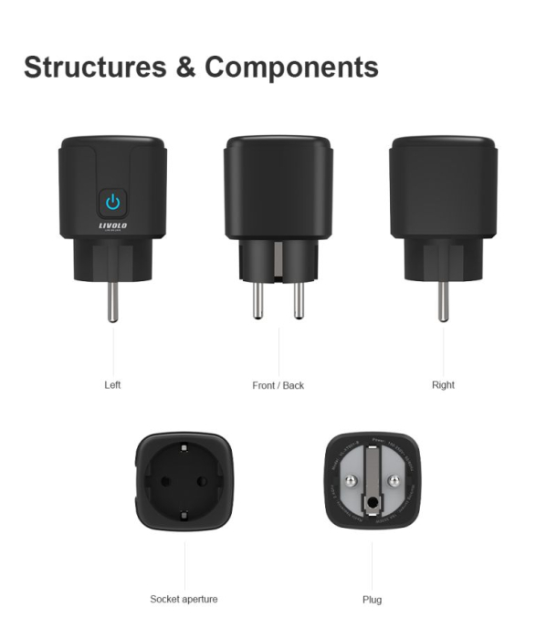 Priza inteligenta EC Plug-in, 16A, control aplicatie, Neagra [2]