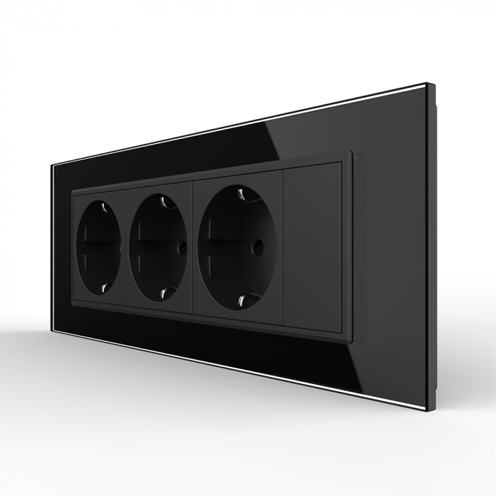 Priza Schuko tripla cu blank, standard italian/modular 6/7 module [2]