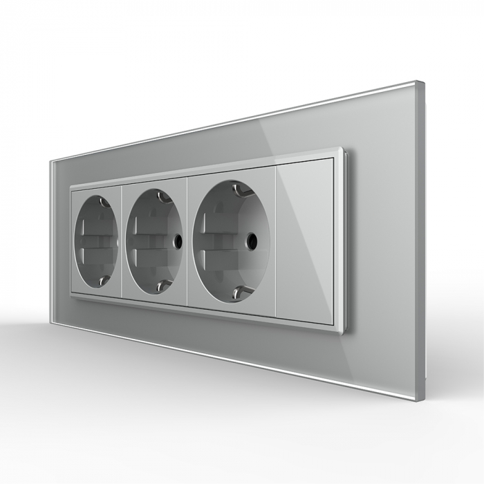 Priza Schuko tripla cu blank, standard italian/modular 6/7 module [3]