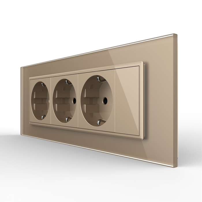 Priza Schuko tripla cu blank, standard italian/modular 6/7 module [4]