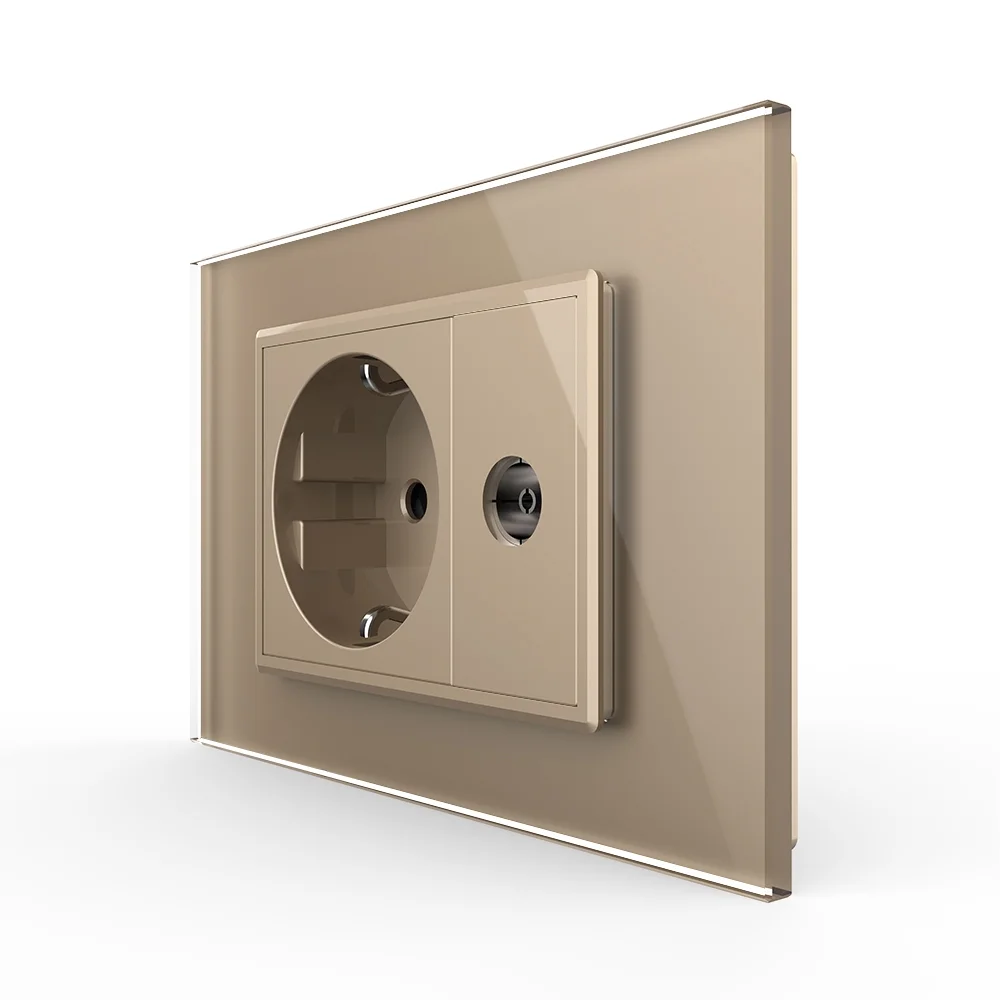 Priza simpla 3m din rama de sticla Schuko + TV Livolo [4]