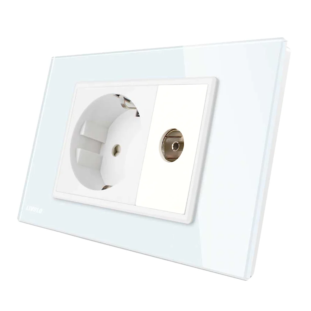 Priza simpla 3m din rama de sticla Schuko + TV Livolo [1]