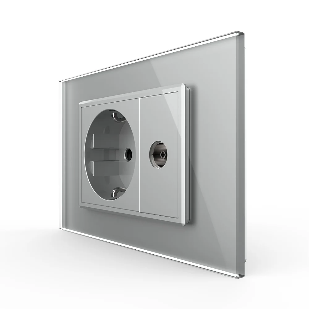 Priza simpla 3m din rama de sticla Schuko + TV Livolo [2]