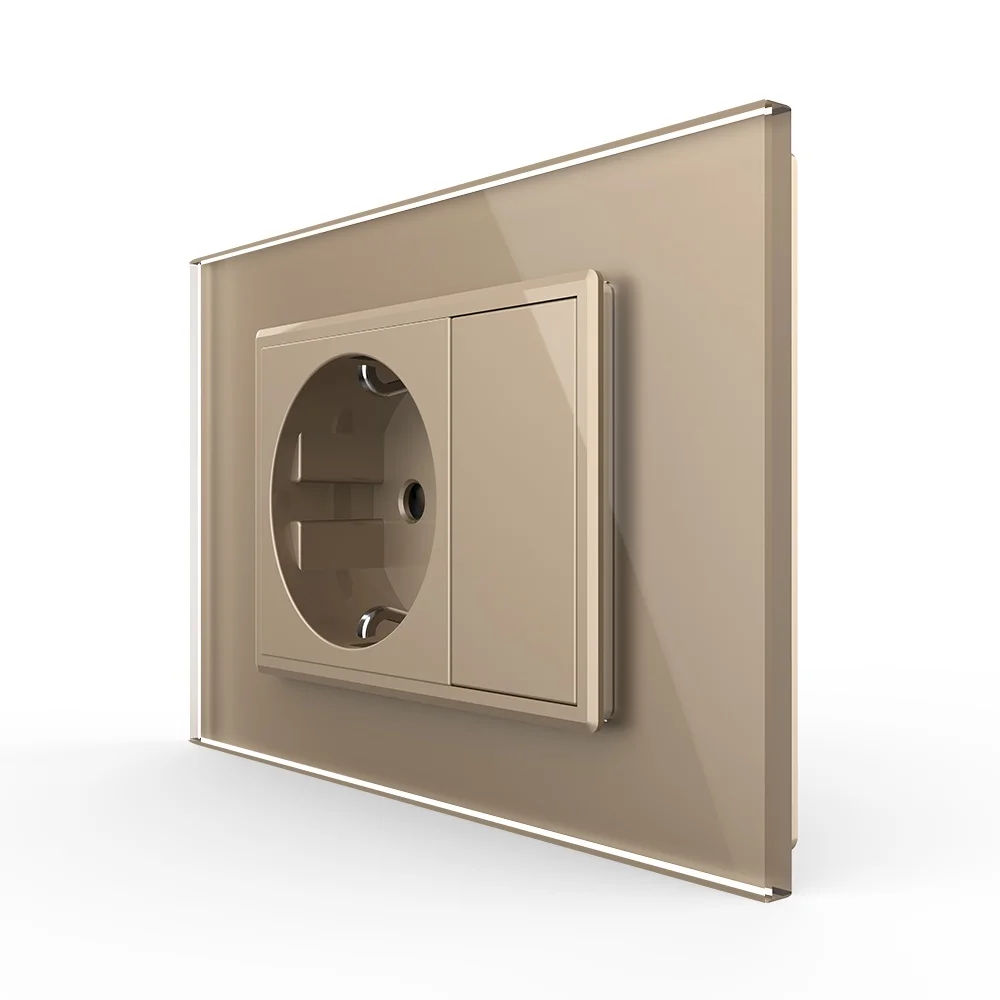 Priza simpla + blank Livolo cu rama din sticla 3M, standard Italian [4]
