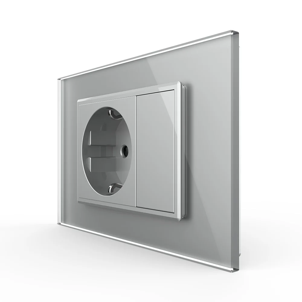 Priza simpla + blank Livolo cu rama din sticla 3M, standard Italian [3]