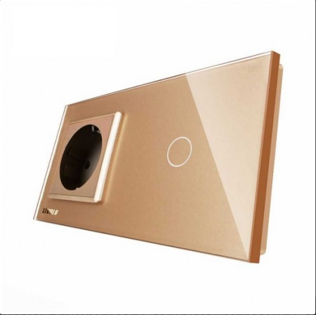 Priza simpla din sticla + Intrerupator simplu cap scara/cap cruce din sticla cu touch Livolo [4]